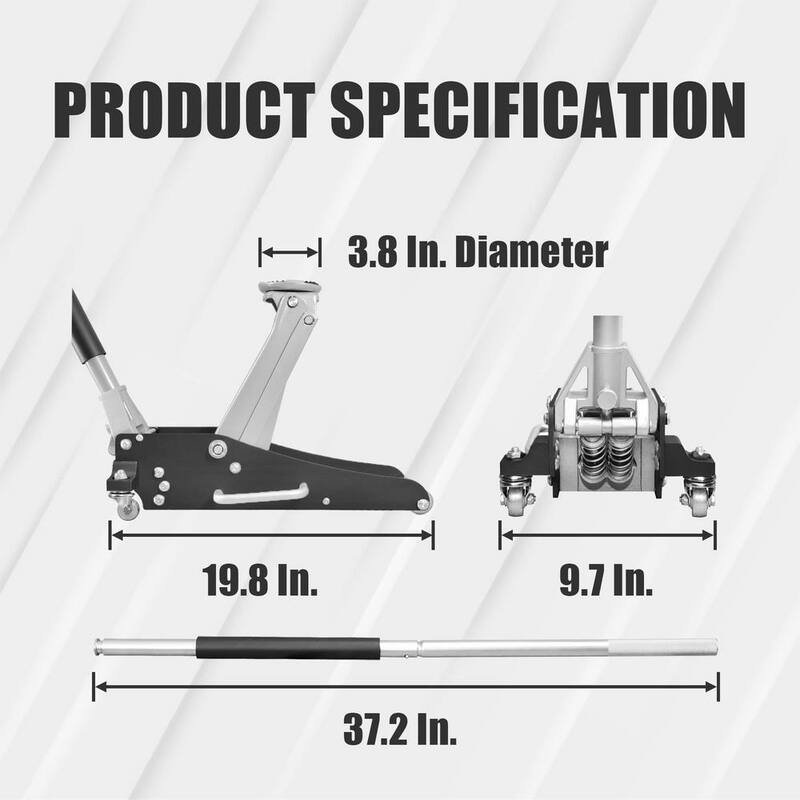 Torin 1.5-Ton Low-Profile Aluminum and Steel Floor Jack with Dual Piston Speedy Lift - TAM815016L