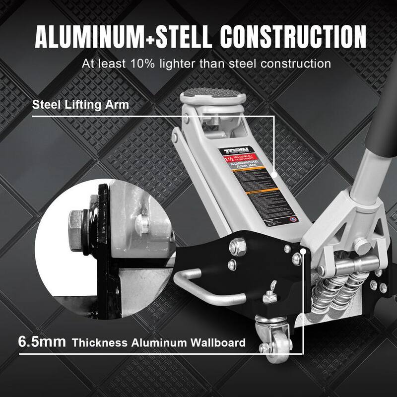 Torin 1.5-Ton Low-Profile Aluminum and Steel Floor Jack with Dual Piston Speedy Lift - TAM815016L