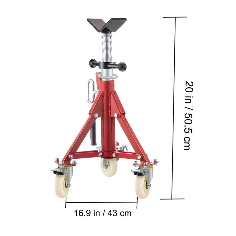 VEVOR Pipe Jack Stand w/Casters 882 lbs. V Head Pipe Stand Adjustable Height 20 in., 37 in. Folding Pipe Stands 1/8 to 12 in. - GJGJXDL1107CVICJBV0