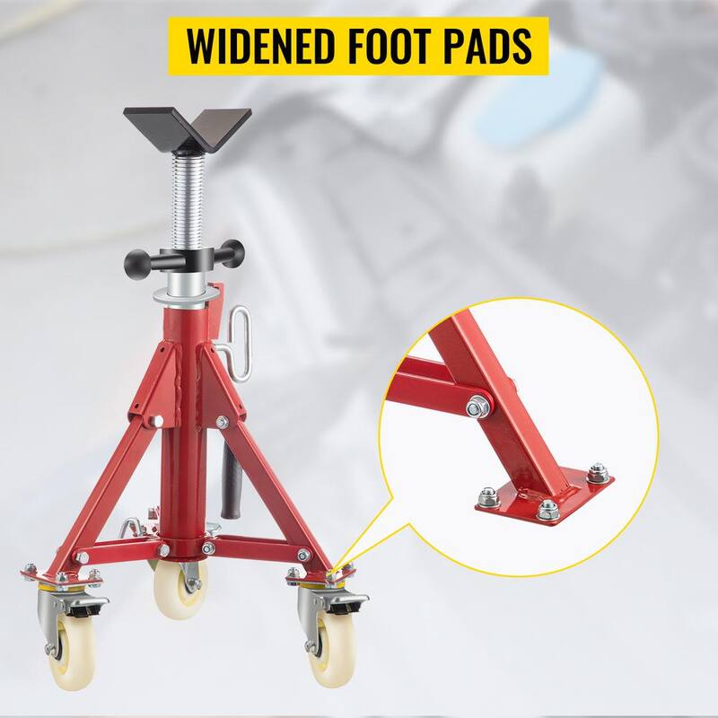 VEVOR Pipe Jack Stand w/Casters 882 lbs. V Head Pipe Stand Adjustable Height 20 in., 37 in. Folding Pipe Stands 1/8 to 12 in. - GJGJXDL1107CVICJBV0