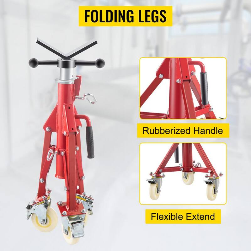 VEVOR Pipe Jack Stand w/Casters 882 lbs. V Head Pipe Stand Adjustable Height 20 in., 37 in. Folding Pipe Stands 1/8 to 12 in. - GJGJXDL1107CVICJBV0