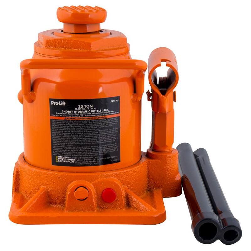 Pro-Lift 20-Ton Shorty Hydraulic Bottle Jack with Pump Handle - PL1020S