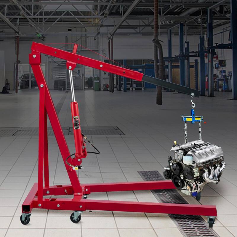 VEVOR 8-Ton 17363 lbs. Hydraulic Long Ram Jack Manual Engine Lift Hoist with Single Piston Pump, Base, Handle for Garage Shop - ZGQDYYQJDHS8TS6KBV0
