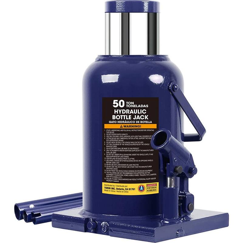 TCE 50-Ton Heavy-Duty Welded Hydraulic Bottle Jack, Blue - AT95007U