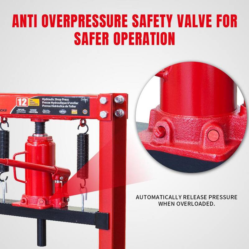 Big Red 12-Ton Shop Press with Stamping Plates - T51201