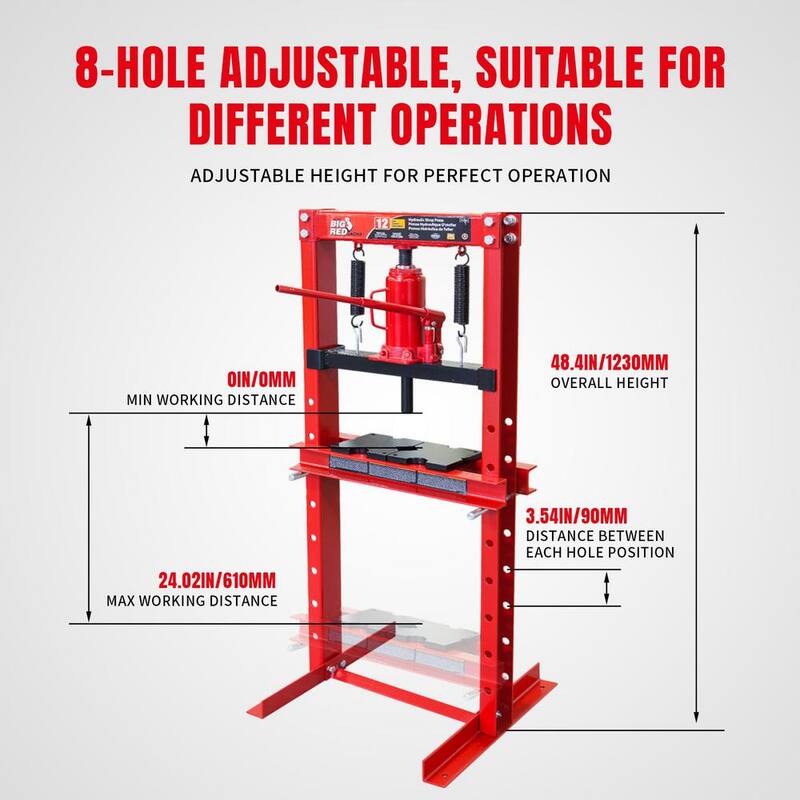 Big Red 12-Ton Shop Press with Stamping Plates - T51201