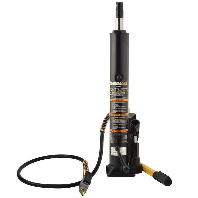 Omega Lift 8-Ton Capacity Hydraulic Air Manual Long Ram Crane Jack with Hard Cast Steel Single Piston - 44981C