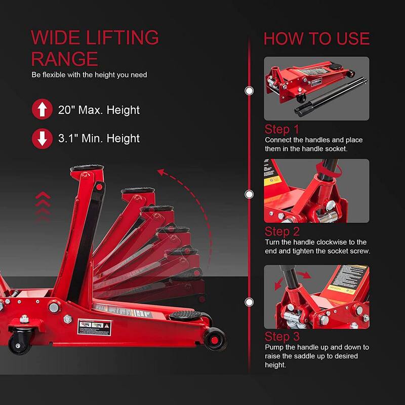 Big Red 3-Ton Low-Profile Floor Jack with Dual Piston Speedy Lift - ATZ729915XR
