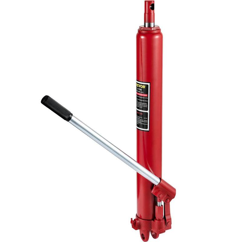 VEVOR 3-Tons 6600 lbs. Red Hydraulic Long Ram Jack Manual Cherry Picker with Single Piston Pump, Clevis Base and Handle - ZGYYQJDHSDG3TIWREV0