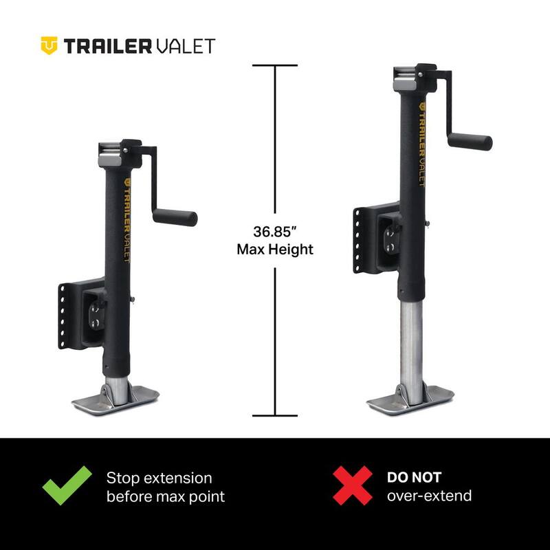 Trailer Valet JXC2 2000 lbs. Load Cap. Side Wind Center Mounted Hand or Drill Jack with Black Powder Coating - JXC-2