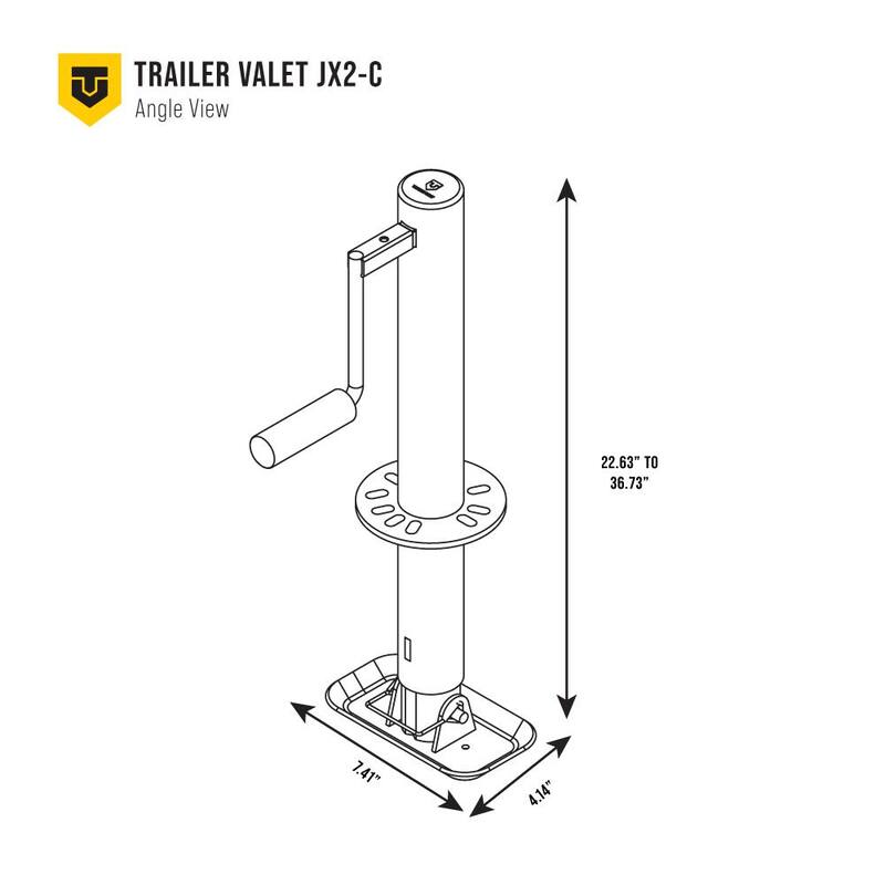 Trailer Valet JXC2 2000 lbs. Load Cap. Side Wind Center Mounted Hand or Drill Jack with Black Powder Coating - JXC-2
