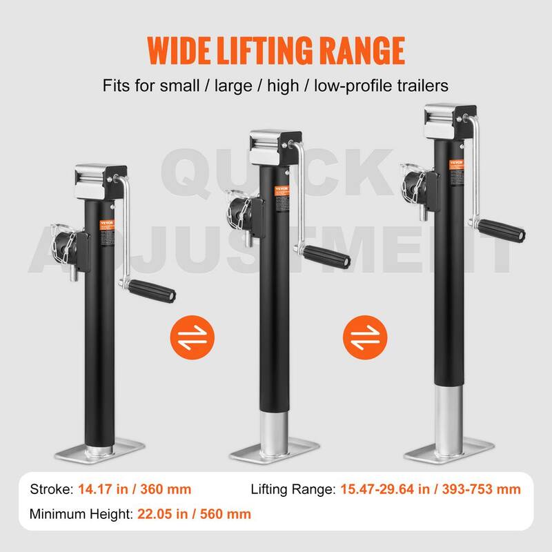 VEVOR Trailer Jack, Trailer Tongue Jack Welding-on 5000 lb. Capacity, Trailer Jack Stand with Handle for lifting RV Trailer - GJSTCQ5000LBSUBX1V0-805