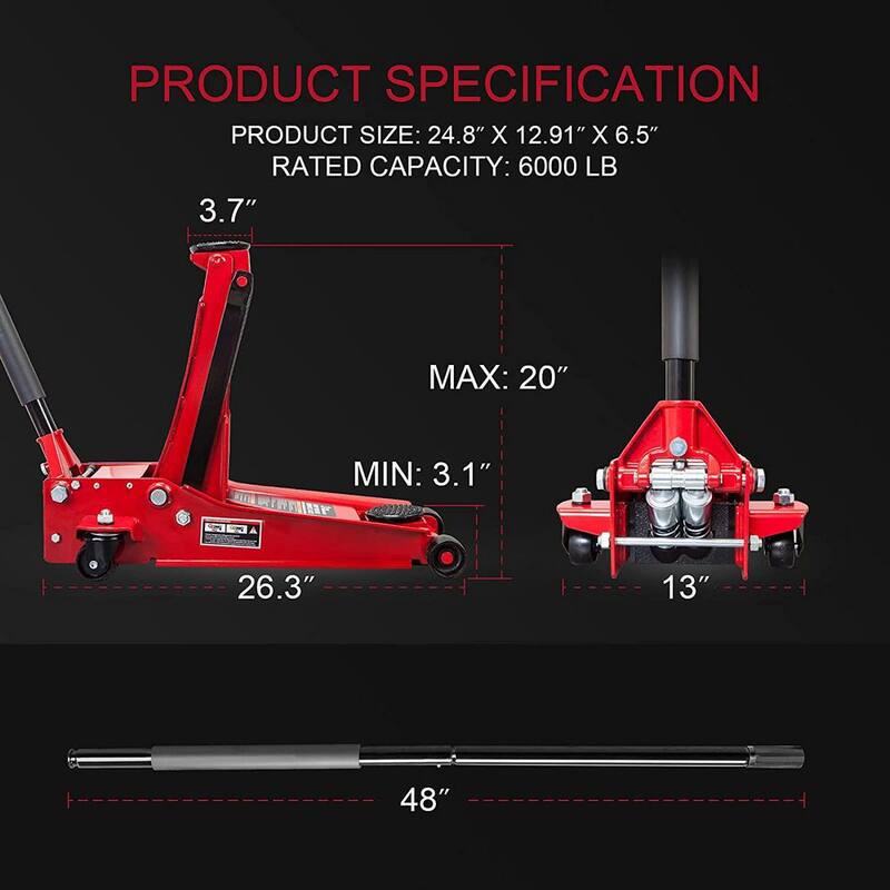 Big Red 3-Ton Low-Profile Floor Jack with Dual Piston Speedy Lift - ATZ830026XR