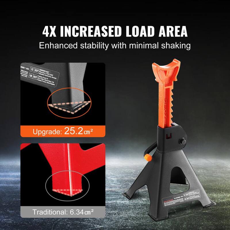 VEVOR Jack Stands, 3-Ton (6,000 lbs.) Capacity Car Jack Stands, 10.8-16.3 in. Adjustable Height, for lifting SUV, Pickup Truck - QJDZJD231AGVI2CF2V0-0802