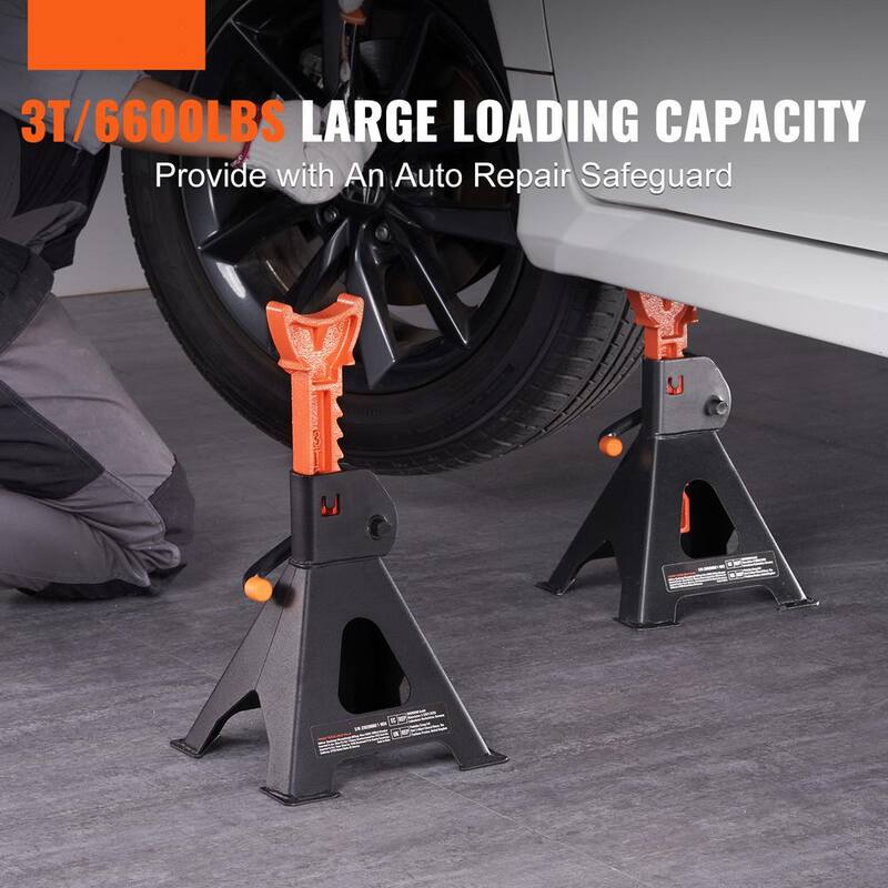 VEVOR Jack Stands, 3-Ton (6,000 lbs.) Capacity Car Jack Stands, 10.8-16.3 in. Adjustable Height, for lifting SUV, Pickup Truck - QJDZJD231AGVI2CF2V0-0802
