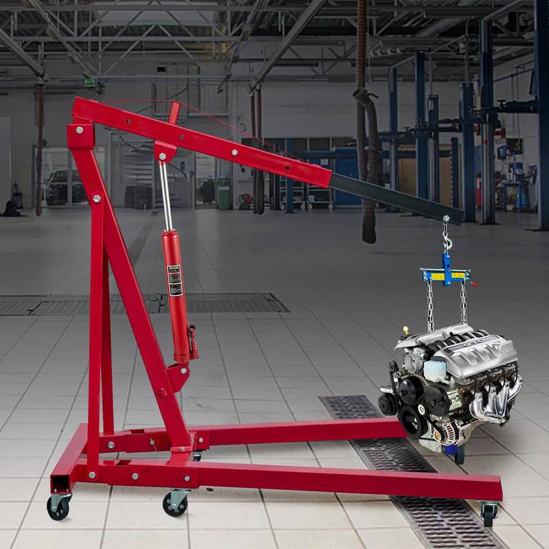 VEVOR 8-Tons 17636 lbs. Red Hydraulic Long Ram Jack Manual Cherry Picker with Dual Piston Pump, Clevis Base and Handle - ZGYYQJDHSSG8T8KGDV0