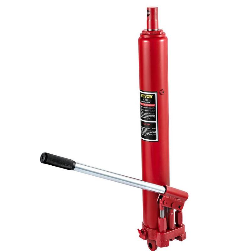 VEVOR 8-Tons 17636 lbs. Red Hydraulic Long Ram Jack Manual Cherry Picker with Dual Piston Pump, Clevis Base and Handle - ZGYYQJDHSSG8T8KGDV0