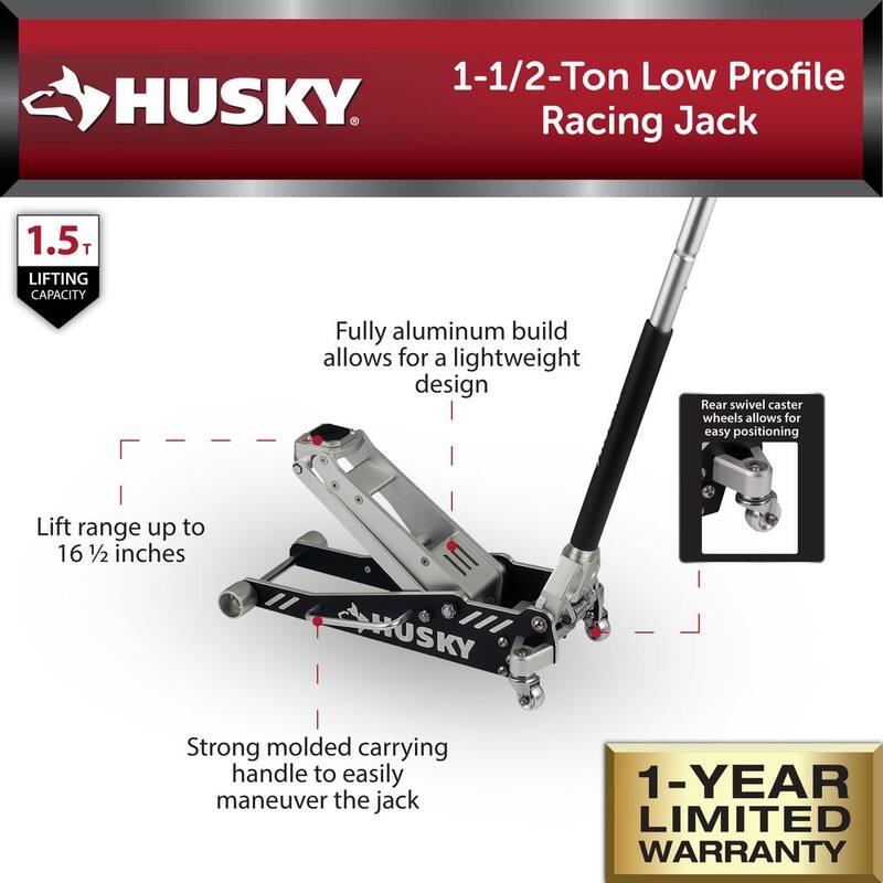 Husky 1-1/2-Ton Super Low Profile Aluminum Racing Car Jack with Quick Lift - HD00178