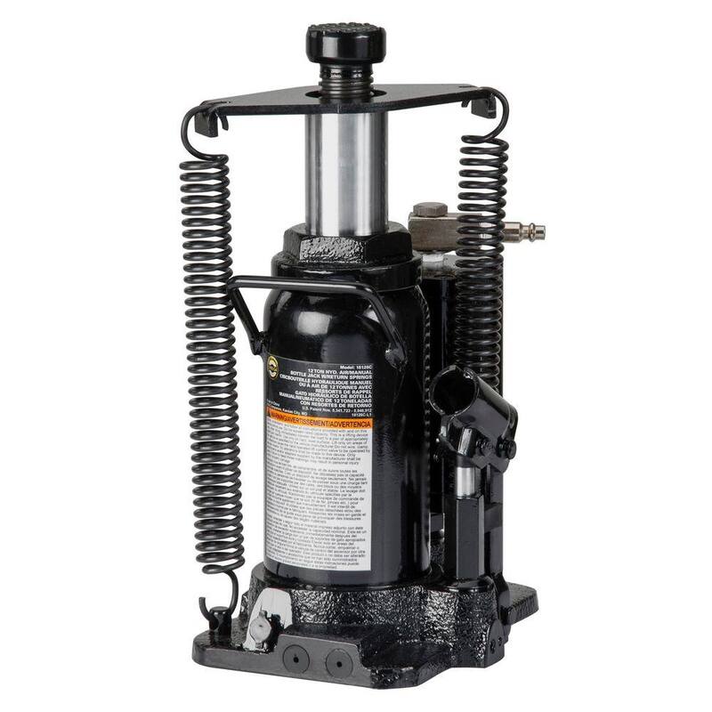 Omega 12-Ton Hydraulic Air/Manual Bottle Jack with Return Springs - 18126C