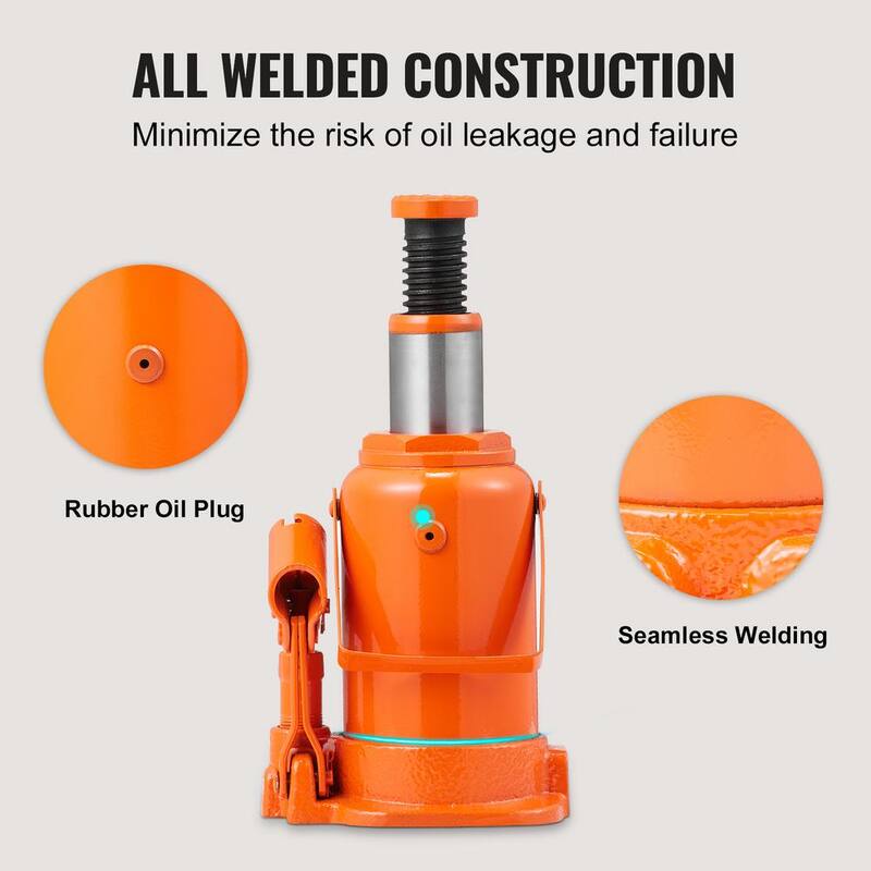 VEVOR Hydraulic Bottle Jack, 12 Ton/24,000 lbs. All Welded Bottle Jack, 7.5 in. -14 in. Lifting Range, with 3-section - PS12T7514INCHXNRRV0-0702