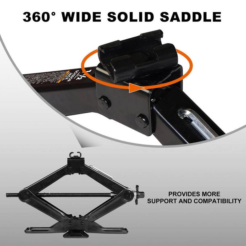 Big Red Steel Portable Wide Base Cross Car Scissor Jack Include Ratchet Wrench 2-Ton (4,000 lbs.) Capacity, Black - AST10202SR-Plus