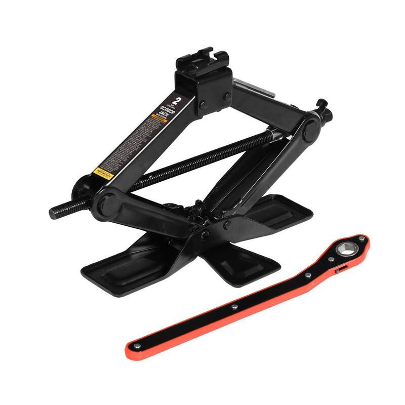 Big Red Steel Portable Wide Base Cross Car Scissor Jack Include Ratchet Wrench 2-Ton (4,000 lbs.) Capacity, Black - AST10202SR-Plus