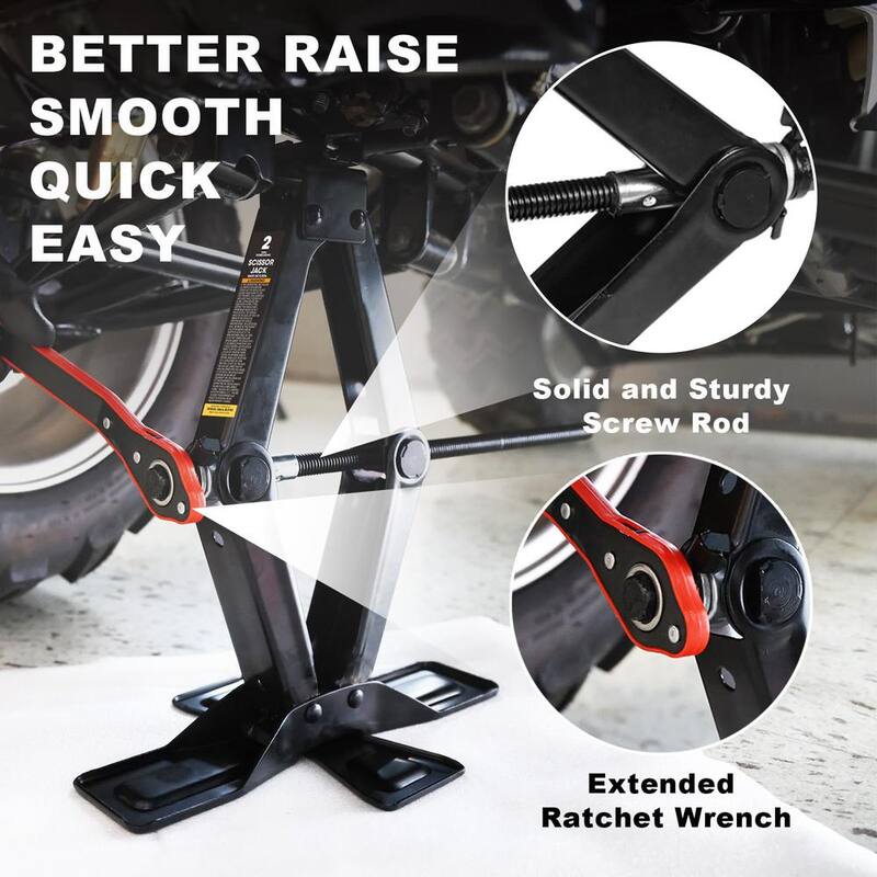 Big Red Steel Portable Wide Base Cross Car Scissor Jack Include Ratchet Wrench 2-Ton (4,000 lbs.) Capacity, Black - AST10202SR-Plus