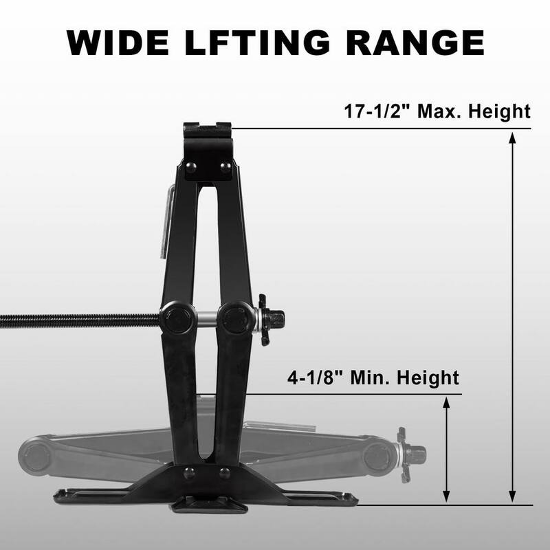 Big Red Steel Portable Wide Base Cross Car Scissor Jack Include Ratchet Wrench 2-Ton (4,000 lbs.) Capacity, Black - AST10202SR-Plus