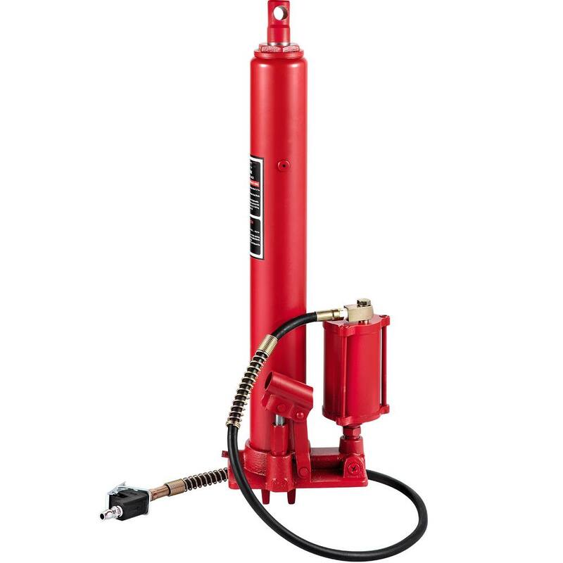 SKYSHALO Hydraulic/Pneumatic Long Ram Jack, 8 Tons/17,363 lbs. Capacity, with Single Piston Pump and Clevis Base, Manual Cherry - ZGQDYYQJDHS8TS6KBV0-0716