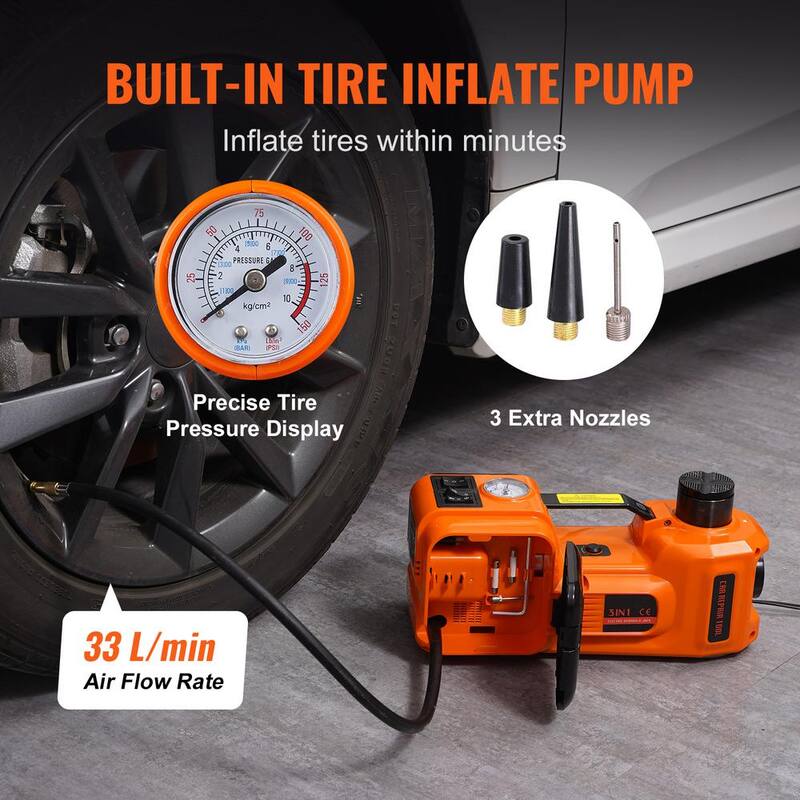 VEVOR Electric Car Jack, 5 Ton/11023 lbs. Hydraulic Jack with Impact Wrench, Portable Car Lift with Built-in Inflatable Pump - DDYYQJDTJDDD5W1H1V9-0920