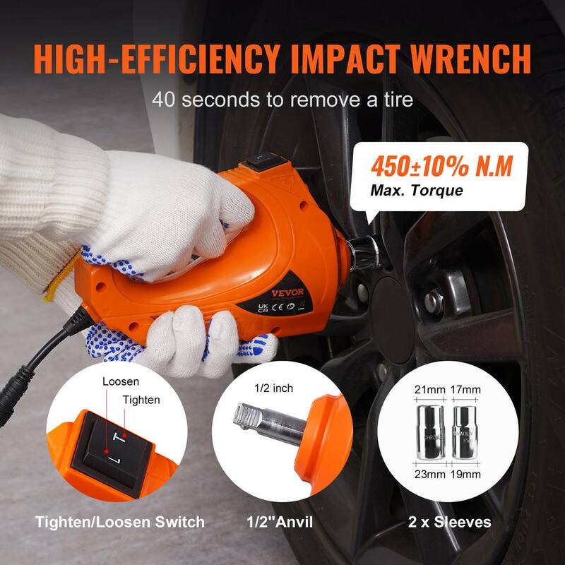 VEVOR Electric Car Jack, 5 Ton/11023 lbs. Hydraulic Jack with Impact Wrench, Portable Car Lift with Built-in Inflatable Pump - DDYYQJDTJDDD5W1H1V9-0920