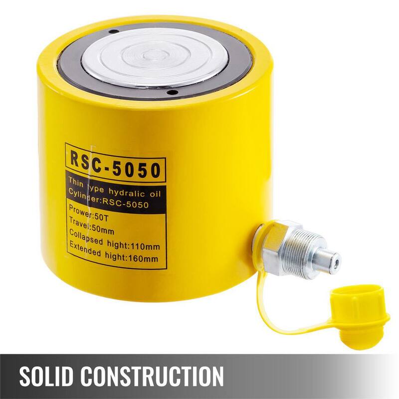 VEVOR 50-Ton 2 in. Stroke Hydraulic Cylinder Jack Solid Single Acting Hydraulic Ram Cylinder 50 mm Hydraulic Lifting Cylinders - QJD50T50MMSXYY001V0