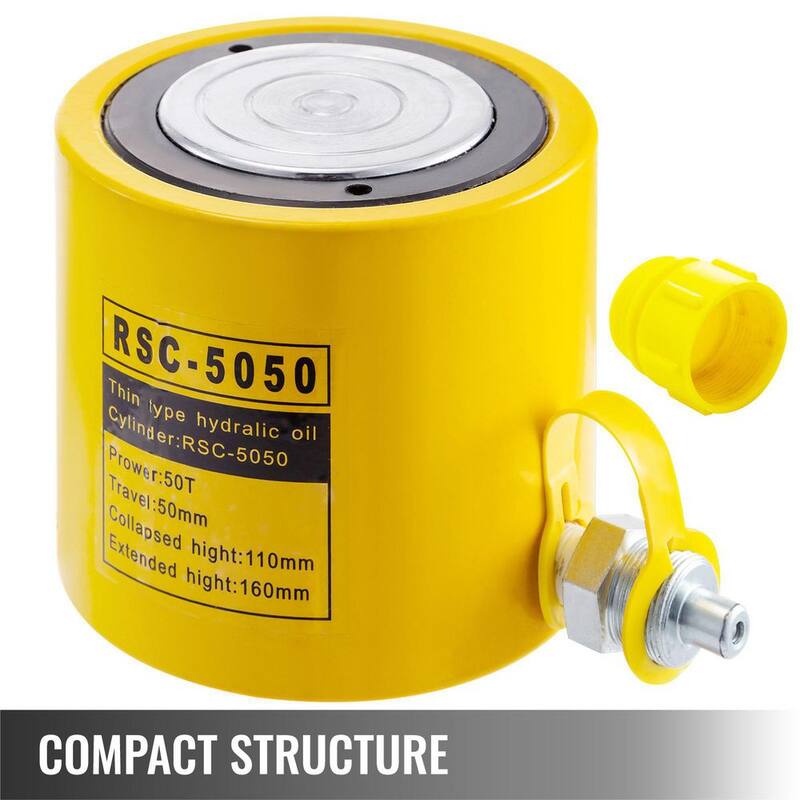 VEVOR 50-Ton 2 in. Stroke Hydraulic Cylinder Jack Solid Single Acting Hydraulic Ram Cylinder 50 mm Hydraulic Lifting Cylinders - QJD50T50MMSXYY001V0