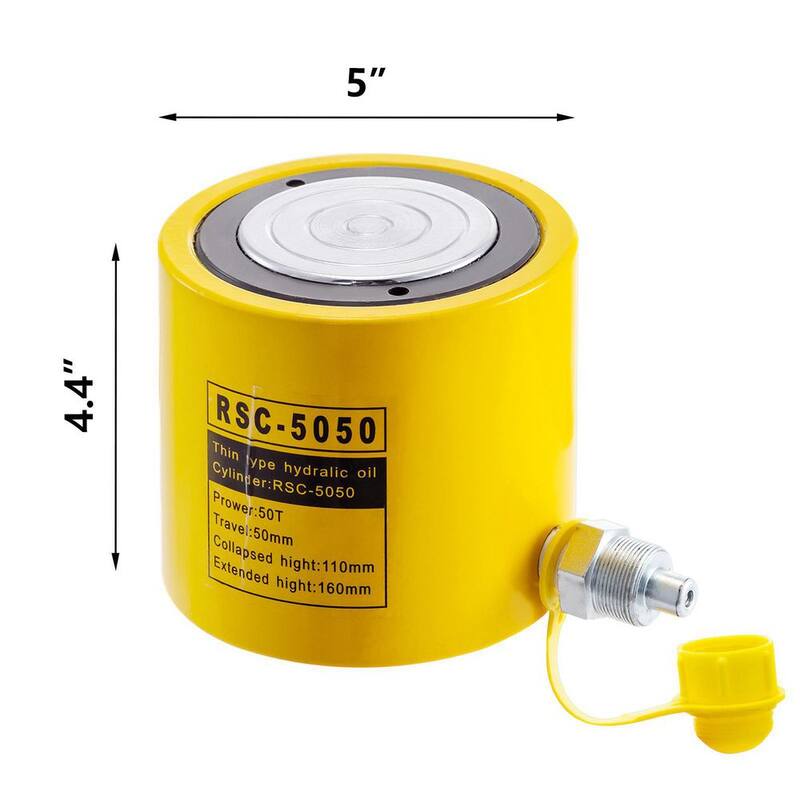 VEVOR 50-Ton 2 in. Stroke Hydraulic Cylinder Jack Solid Single Acting Hydraulic Ram Cylinder 50 mm Hydraulic Lifting Cylinders - QJD50T50MMSXYY001V0