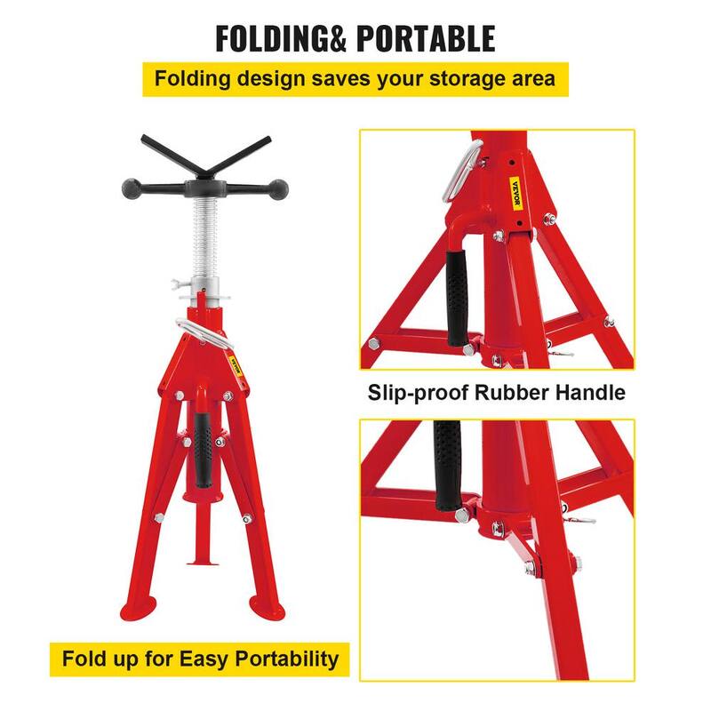 VEVOR V Head Pipe Stand 1/8 in. to 12 in. Capacity Adjustable Height 20 in. to 37 in. Pipe Jack Stands 2500 lbs. Load Capacity - GJ1107CGJ-VX00001V0