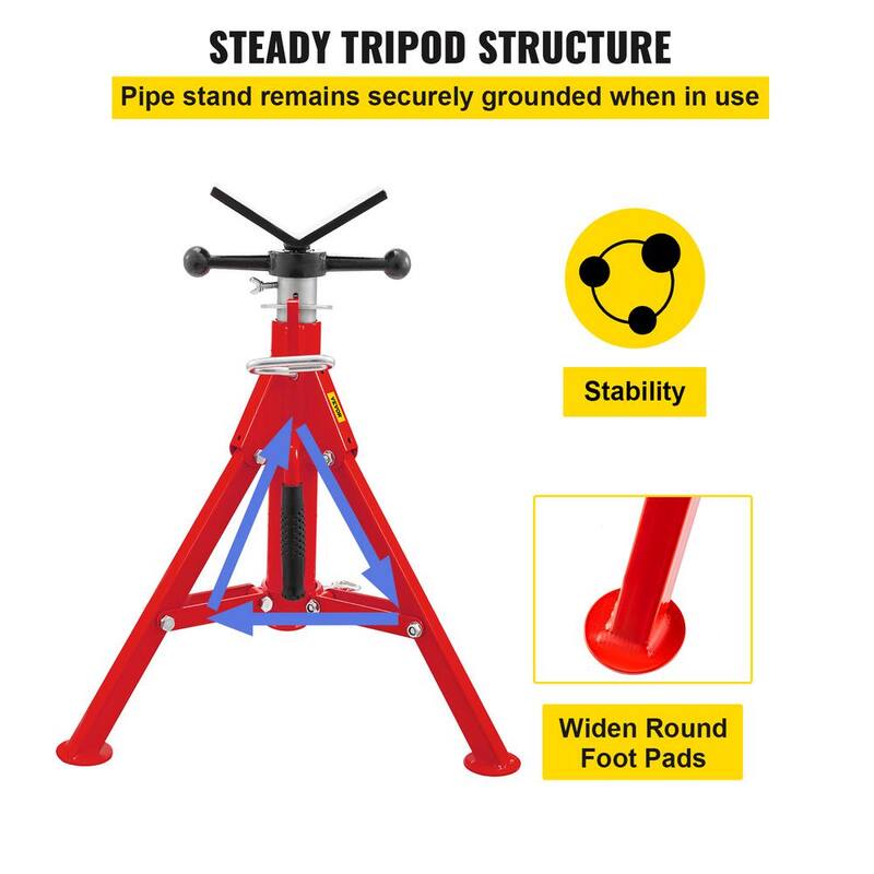 VEVOR V Head Pipe Stand 1/8 in. to 12 in. Capacity Adjustable Height 20 in. to 37 in. Pipe Jack Stands 2500 lbs. Load Capacity - GJ1107CGJ-VX00001V0