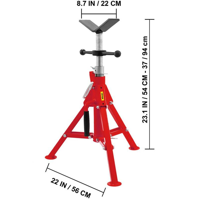 VEVOR V Head Pipe Stand 1/8 in. to 12 in. Capacity Adjustable Height 20 in. to 37 in. Pipe Jack Stands 2500 lbs. Load Capacity - GJ1107CGJ-VX00001V0