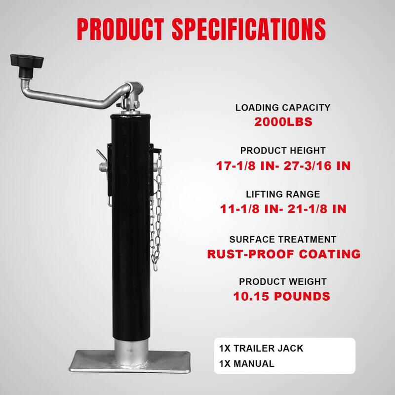 Torin 2,000 lbs. Top-Wind Weld-On Trailer Jack - ATR39003R