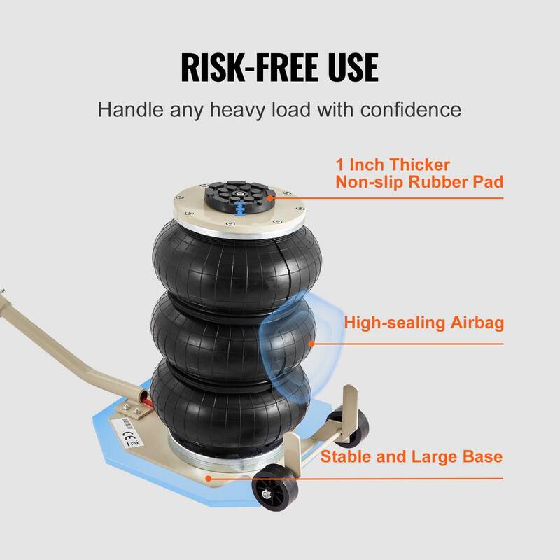 VEVOR Triple Bag Air Jack 3 Ton/6600 lbs. Pneumatic Jack for Car SUV Lifting Lifting height range of 5.5-17.7 in. - QNQJDDBSZB3T67XL2V0-0726
