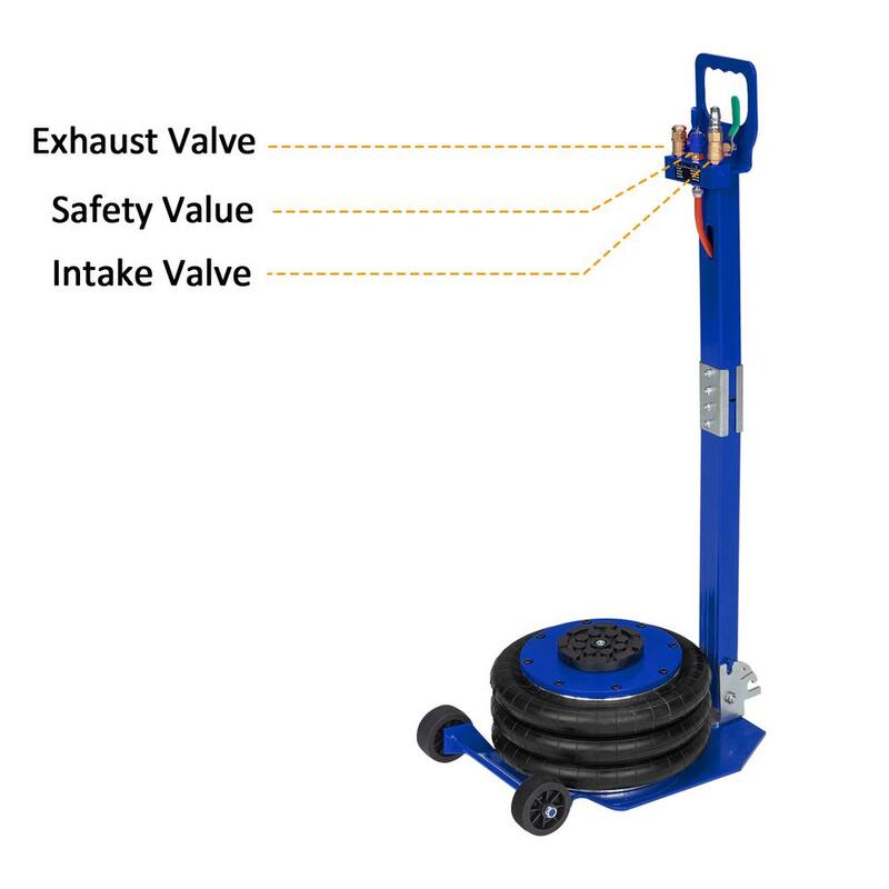 Karl home 6600 lbs. Load Air Bag Jack Fast Lift Up to 15.75 in. with Adjustable Handle for Cars, Blue - 931450847993