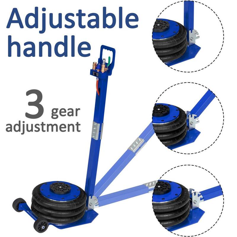 Karl home 6600 lbs. Load Air Bag Jack Fast Lift Up to 15.75 in. with Adjustable Handle for Cars, Blue - 931450847993