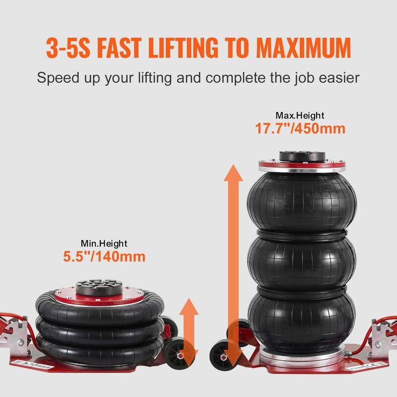 VEVOR Air Jack, 6600 lbs. Triple Bag Air Jack, Airbag Jack, Lift up to 17.7 in., 3-5 s Fast Lifting Pneumatic Jack - QNQJDDBSZB3T62CNAV0-0726