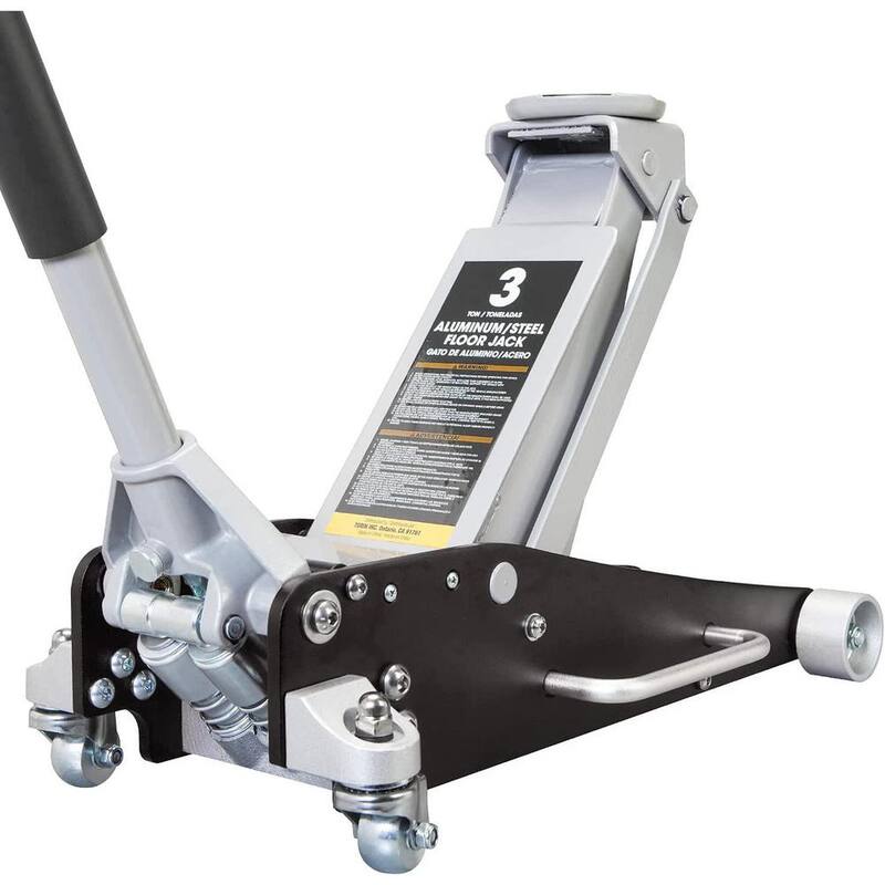 Torin 3-Ton Low-Profile Aluminum and Steel Floor Jack with Dual Piston Quick Lift Pump in Black - AT830011LB