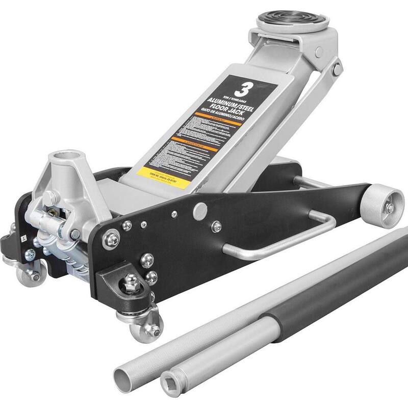 Torin 3-Ton Low-Profile Aluminum and Steel Floor Jack with Dual Piston Quick Lift Pump in Black - AT830011LB