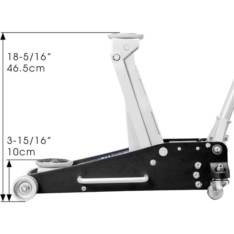 Torin 3-Ton Low-Profile Aluminum and Steel Floor Jack with Dual Piston Quick Lift Pump in Black - AT830011LB