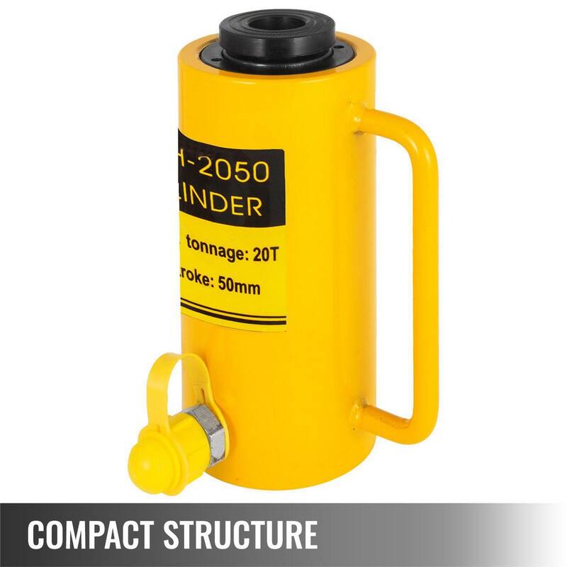 VEVOR 20-Ton 4 in. Hydraulic Cylinder Jack Hollow Single Acting Hydraulic Ram Cylinder 100 mm Hydraulic Lifting Cylinders - QJD20T50MMKXYY001V0