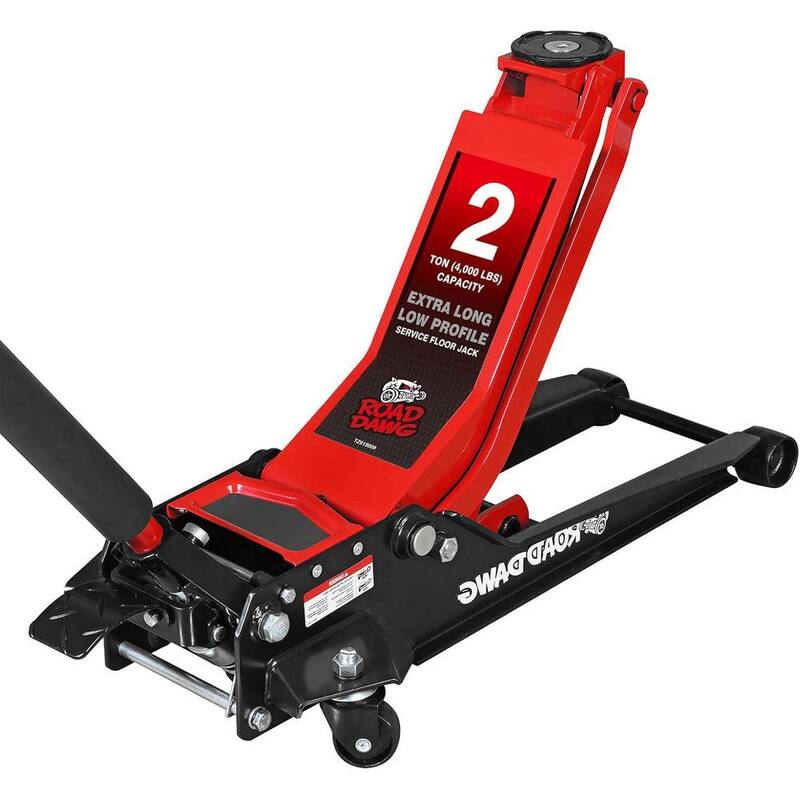 ROAD DAWG Ultra-Low Profile Floor Jack with Magnetic Tray, Foot Pedal, Quick Lift Dual Pump, 2 Ton (4,000 lb.) Capacity - ATZ815009D