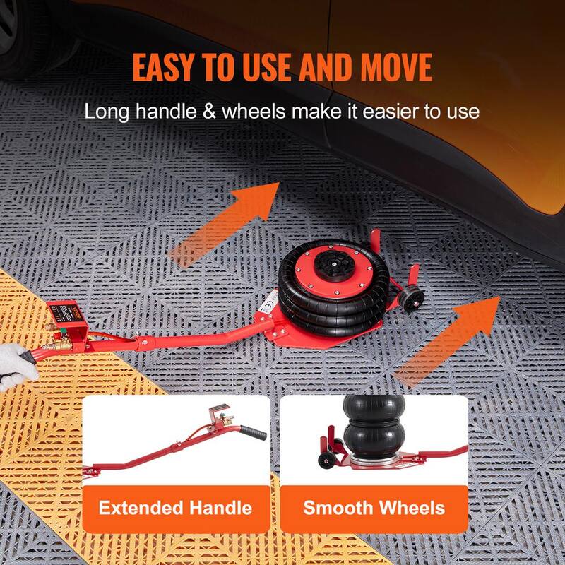 VEVOR Air Jack, 3 Ton/6600 lbs. Triple Bag Air Jack, Airbag Jack, Lift up to 17.7 in. 3-5 s Fast Lifting Pneumatic Jack, Red - QNQJDDBSZB3T6S7CKV0-0726