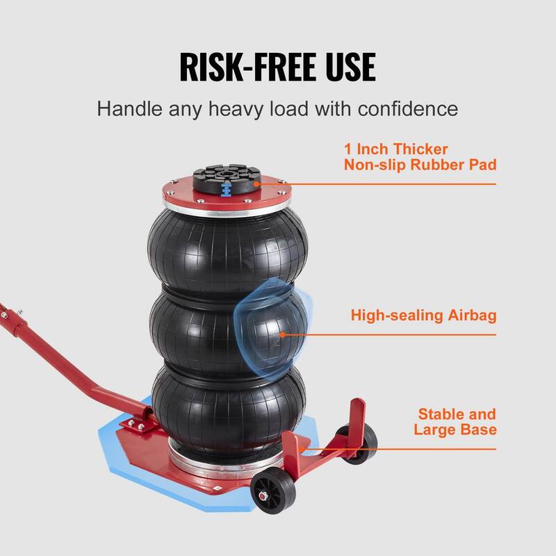 VEVOR Air Jack, 3 Ton/6600 lbs. Triple Bag Air Jack, Airbag Jack, Lift up to 17.7 in. 3-5 s Fast Lifting Pneumatic Jack, Red - QNQJDDBSZB3T6S7CKV0-0726
