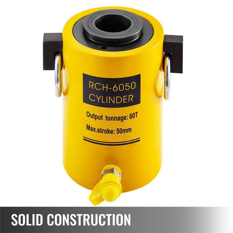 VEVOR 60-Ton Hydraulic Cylinder Jack 2 in. Single Acting Hollow Hydraulic Jack for Riggers, Fabricators (60-Ton 2 in. Hollow) - QJD60T50MMKXYY001V0